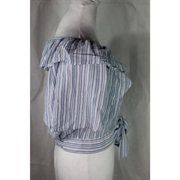 Free People Rosemary Top Cropped Tie Front Ruffle Blouse Small - Picture 4 of 12